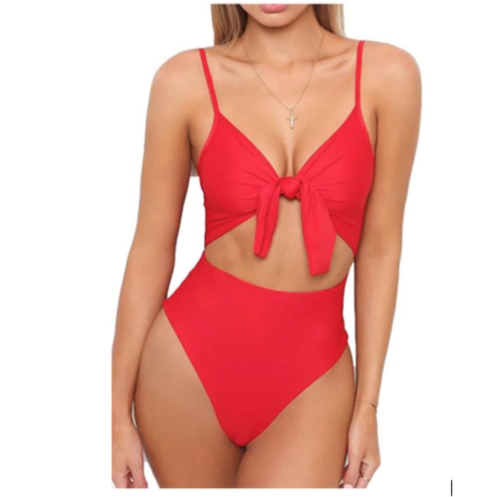 Cutout Tie Knot Front One Piece